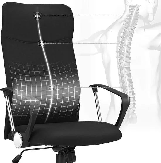 FurnStar - Bureaustoel - Ergonomische vergaderstoel - Draaibare zitting - Gevoerde zitting - In hoogte verstelbaar en kantelbaar - Draagvermogen 120 kg - Zwart