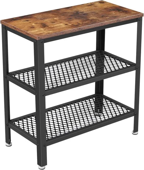 Furnstar Console Tafel - Bijzettafel - Deco Tafel met 2 Rasterplanken - Salontafel voor Gang, Woonkamer, Slaapkamer, Kantoor - Stabiel, Ruimtebesparend, Eenvoudige Montage - Vintage Donkerbruin