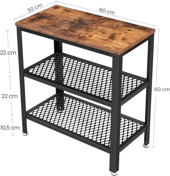 Furnstar Console Tafel - Bijzettafel - Deco Tafel met 2 Rasterplanken - Salontafel voor Gang, Woonkamer, Slaapkamer, Kantoor - Stabiel, Ruimtebesparend, Eenvoudige Montage - Vintage Donkerbruin