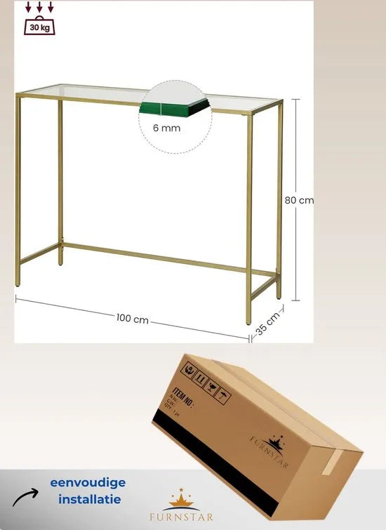 FurnStar - Dressior - Console tafel - 100x35x80cm – Gold