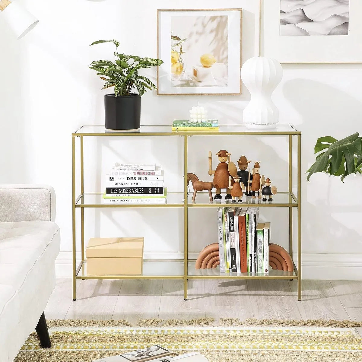 FurnStar - Dressior - Console tafel - 2 planken - 100x30x73cm – Gold