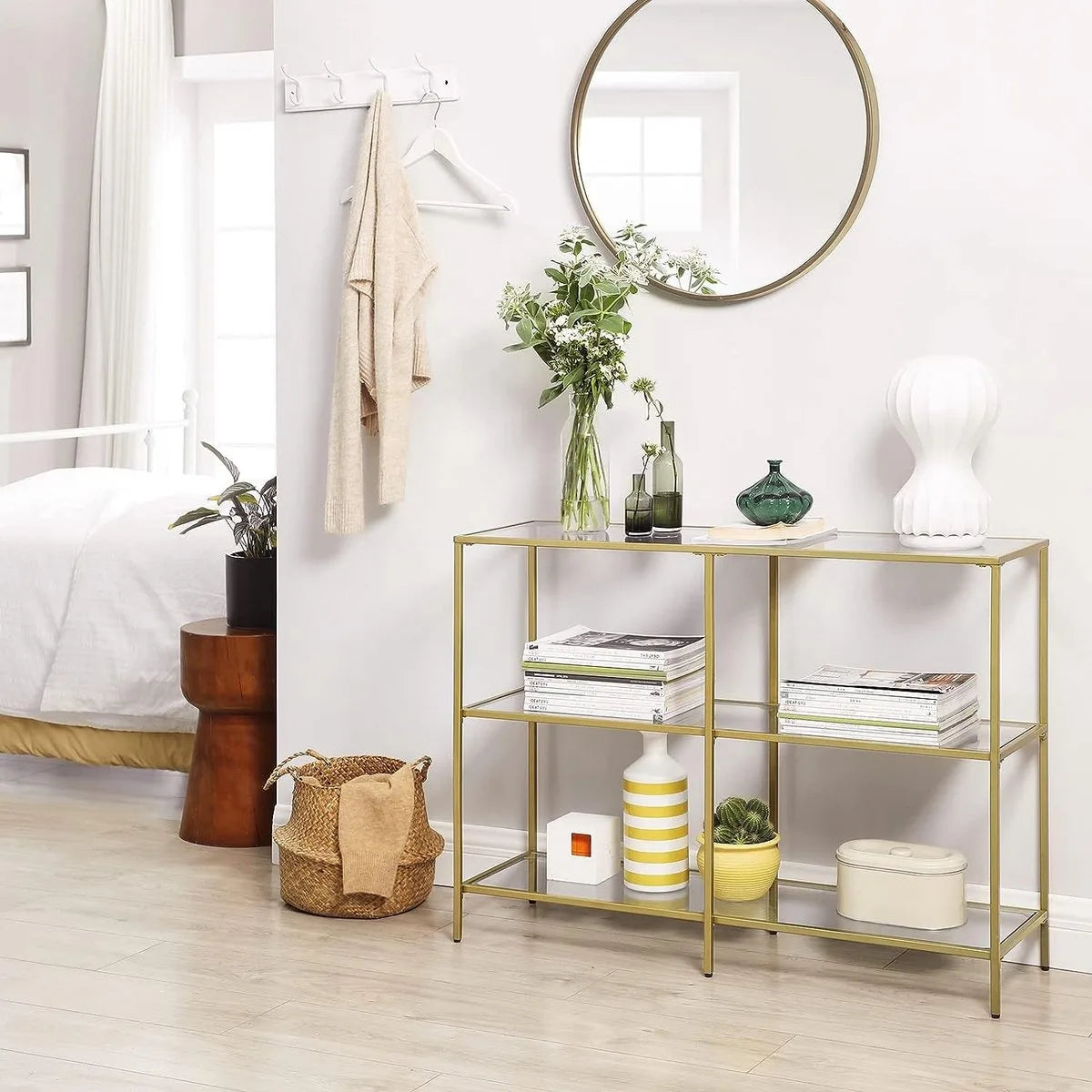 FurnStar - Dressior - Console tafel - 2 planken - 100x30x73cm – Gold