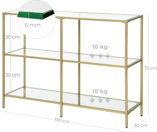 FurnStar - Dressior - Console tafel - 2 planken - 100x30x73cm – Gold