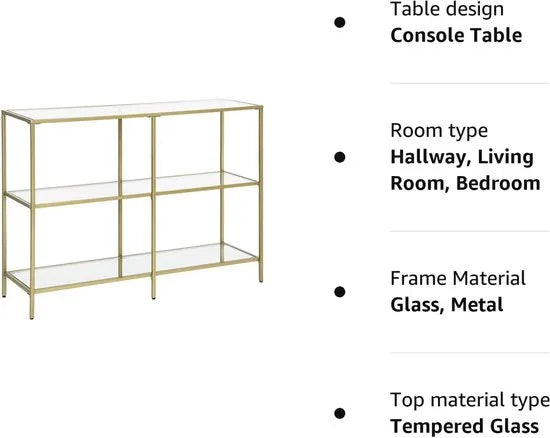 FurnStar - Dressior - Console tafel - 2 planken - 100x30x73cm – Gold