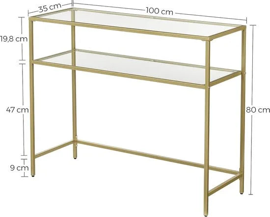 FurnStar - Dressior - Console tafel - Sidetable - 100x35x80cm – Gold