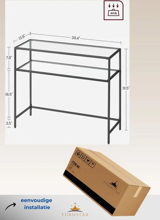 FurnStar - Dressior - Console tafel - Sidetable - 100x80x35cm – Zwart