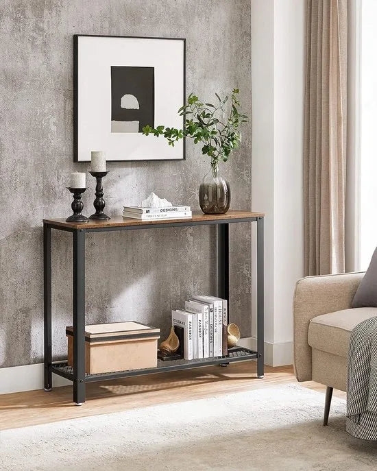 FurnStar - Dressior - Console tafel - Sidetable - 100x80x35cm – Zwart – Bruin 101.5 x 35 x 80cm