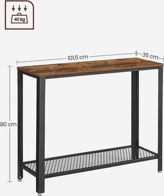FurnStar - Dressior - Console tafel - Sidetable - 100x80x35cm – Zwart – Bruin 101.5 x 35 x 80cm
