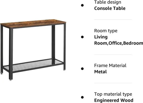 FurnStar - Dressior - Console tafel - Sidetable - 100x80x35cm – Zwart – Bruin 101.5 x 35 x 80cm