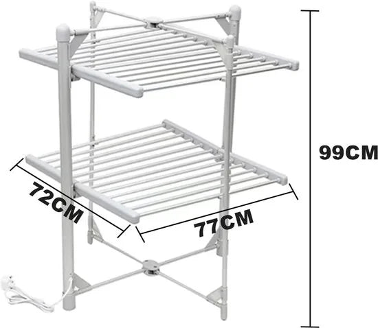 FurnStar - Droogrek K120 - Elektrische droogrek - Verwarmde Wasrek - ‎Droogrek met Verwarming - 72 x 77 x 99 cm - Grijs
