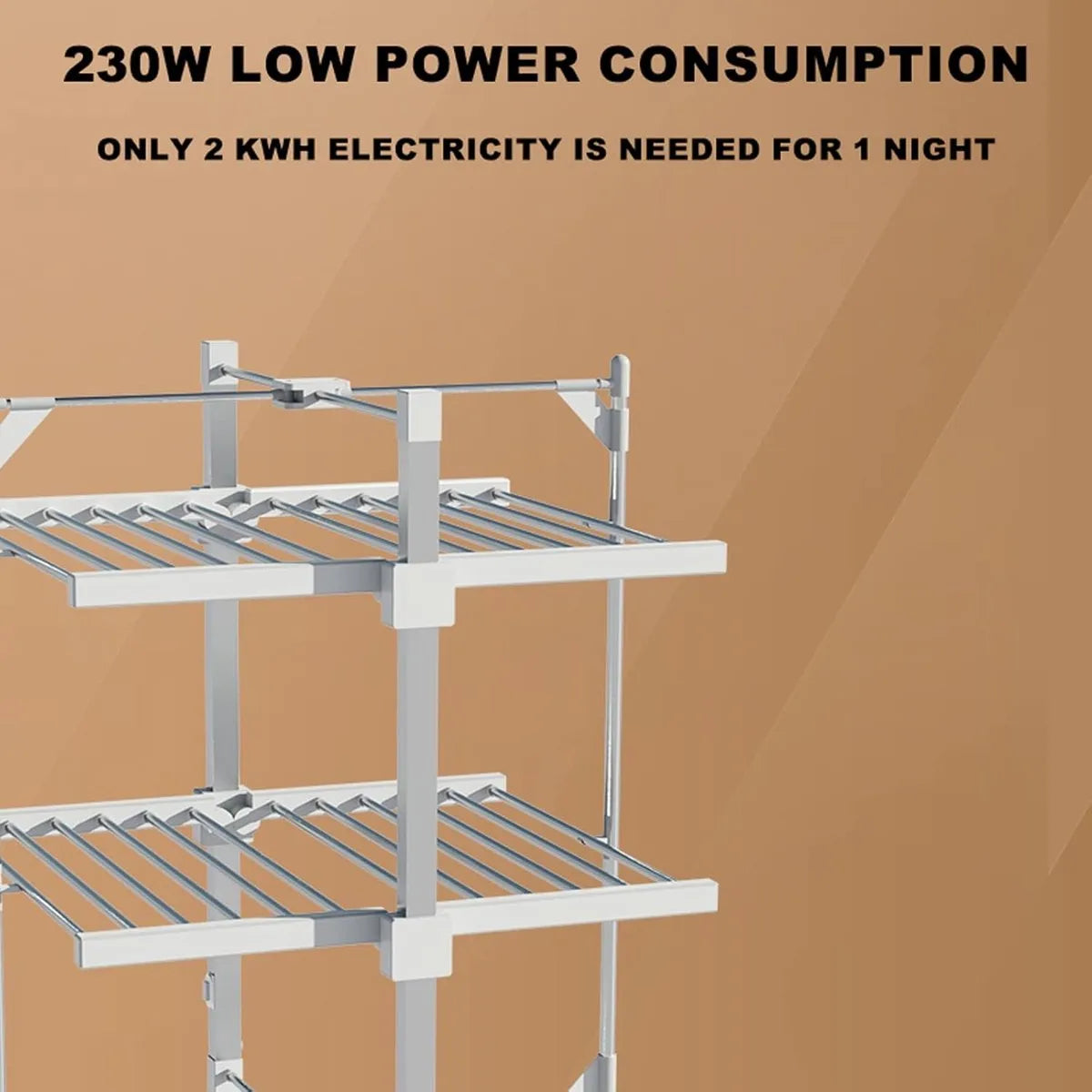 FurnStar - Droogrek K120 - Elektrische droogrek - Verwarmde Wasrek - ‎Droogrek met Verwarming - 72 x 77 x 99 cm - Grijs