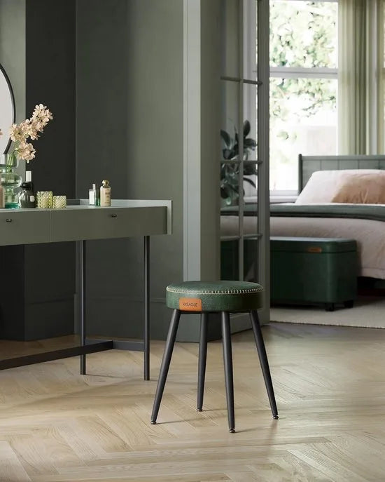 Furnstar Eetkamerstoel – Keukenstoel van Kunstleer – Mid-Century Modern Design – Eenvoudige Montage – Geschikt voor Slaapkamer & Eetkamer – Bosgroen