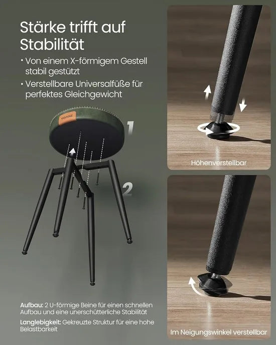 Furnstar Eetkamerstoel – Keukenstoel van Kunstleer – Mid-Century Modern Design – Eenvoudige Montage – Geschikt voor Slaapkamer & Eetkamer – Bosgroen