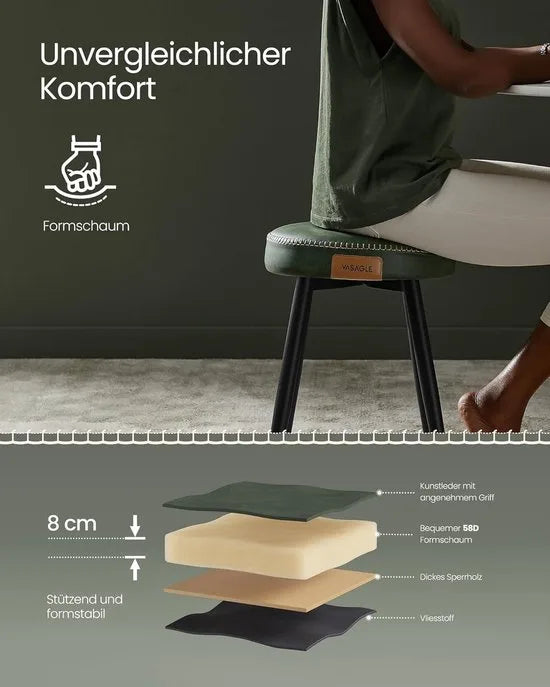 Furnstar Eetkamerstoel – Keukenstoel van Kunstleer – Mid-Century Modern Design – Eenvoudige Montage – Geschikt voor Slaapkamer & Eetkamer – Bosgroen