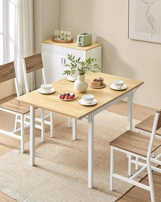Furnstar Eettafel- Inklapbare Keukentafel voor 2-4 Personen - voor Kleine Ruimtes - Natuurlijk Eiken-Wolkenwit – Natuurlijk eiken-wolkenwit