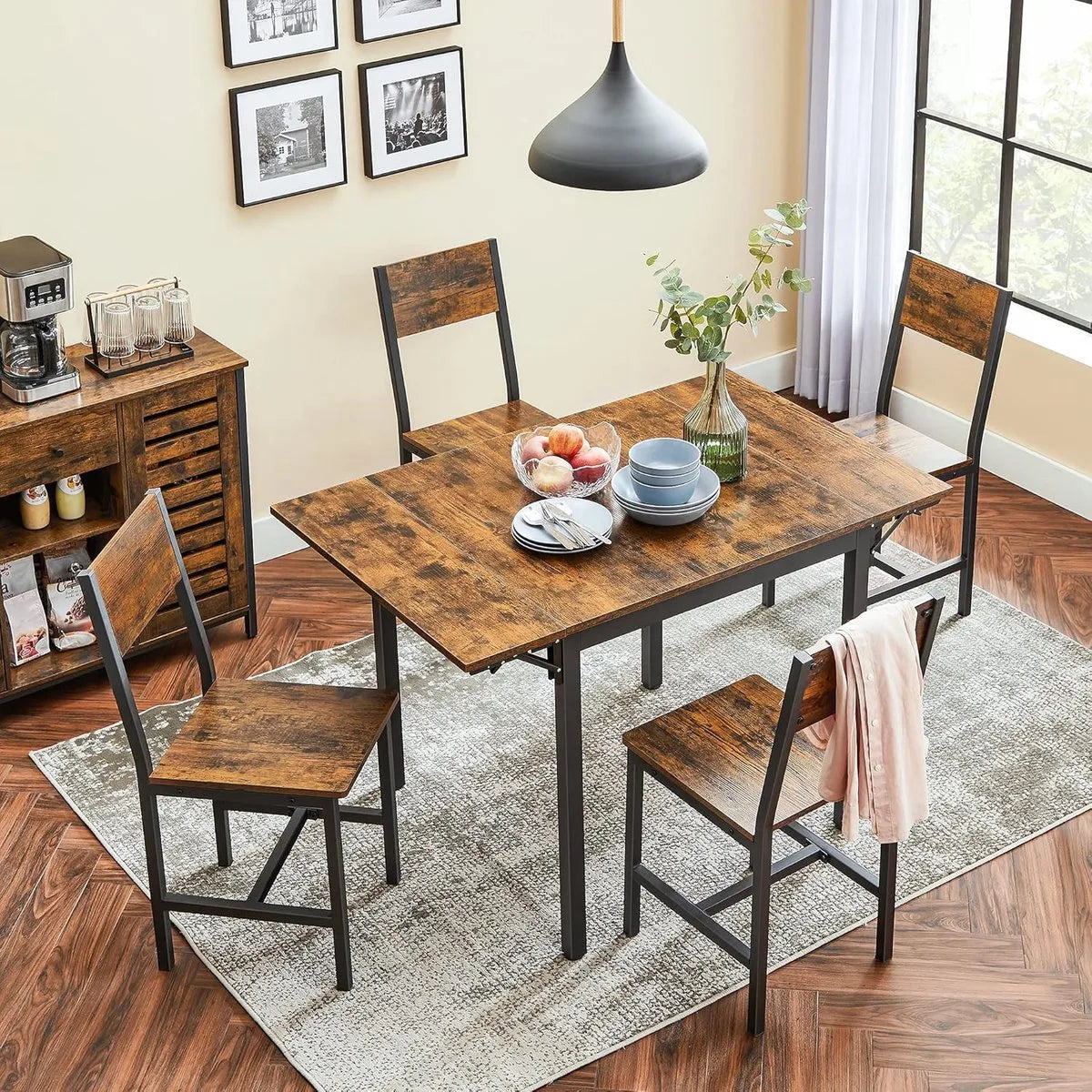 Furnstar Eettafel - Inklapbare Keukentafel voor 2-4 Personen - voor Kleine Ruimtes - Vintage Bruin-Inktzwart