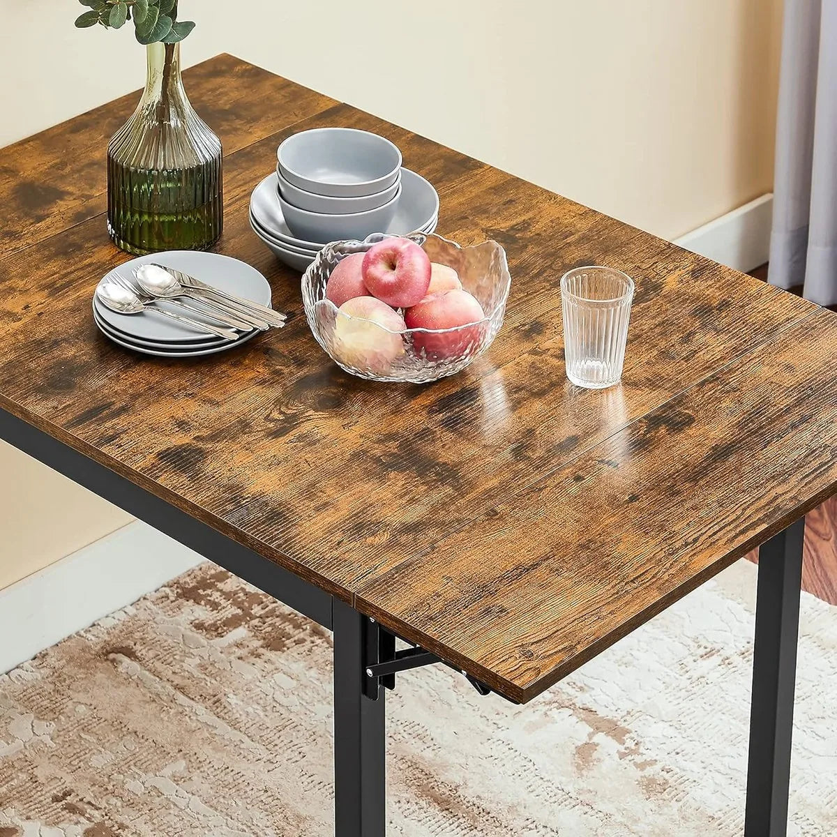 Furnstar Eettafel - Inklapbare Keukentafel voor 2-4 Personen - voor Kleine Ruimtes - Vintage Bruin-Inktzwart