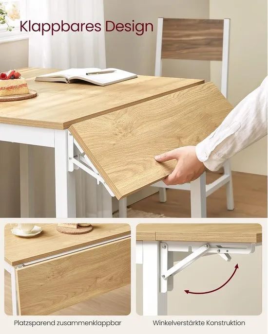 Furnstar Eettafel- Inklapbare Keukentafel voor 2-4 Personen - voor Kleine Ruimtes - Natuurlijk Eiken-Wolkenwit