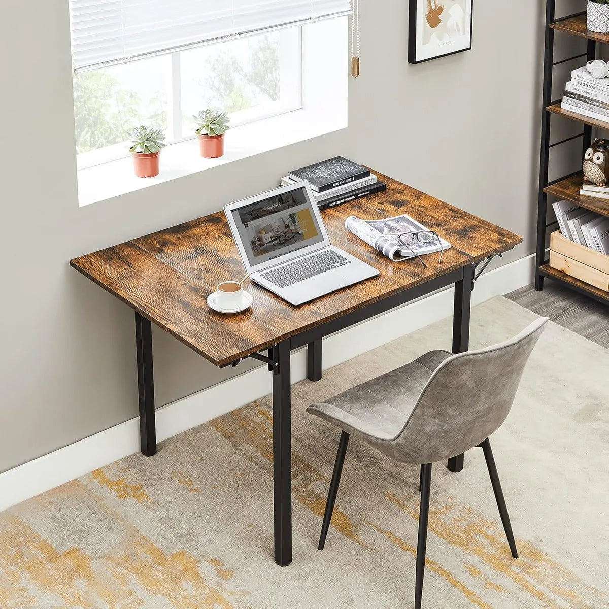 Furnstar Eettafel - Inklapbare Keukentafel voor 2-4 Personen - voor Kleine Ruimtes - Vintage Bruin-Inktzwart