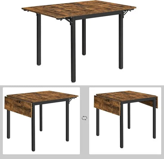 Furnstar Eettafel - Inklapbare Keukentafel voor 2-4 Personen - voor Kleine Ruimtes - Vintage Bruin-Inktzwart