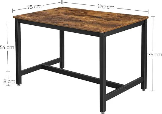 Furnstar Eettafel voor 4 Personen – 120 x 75 x 75 cm – Industrieel Design – Rustiek Bruin/Zwart