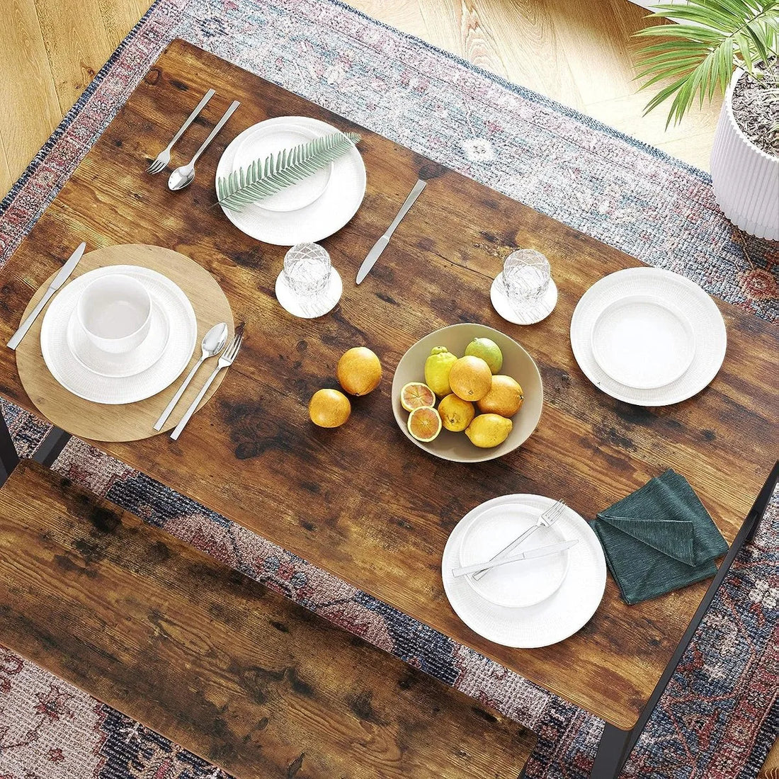 Furnstar Eettafel voor 4 Personen – 120 x 75 x 75 cm – Industrieel Design – Rustiek Bruin/Zwart