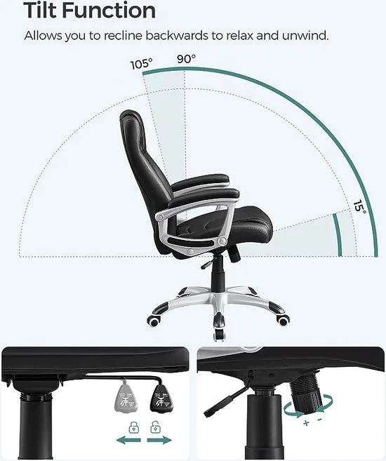 FurnStar - Ergonomic Office Chair - Height Adjustable Swivel Chair - Rugged - Stable and Durable -Large - Black