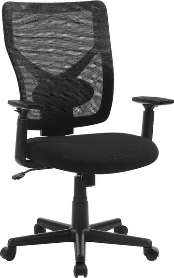 FurnStar - Ergonomische Bureaustoel - Computerstoel Met Kantelmechanisme - Verstelbare Armleuningen - Draagvermogen Tot 120 Kg - Zwart