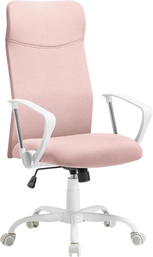 Furnstar Ergonomische Bureaustoel – Draaistoel met Gevoerde Zitting – In Hoogte Verstelbaar & Kantelbaar – Tot 120 kg –Roze