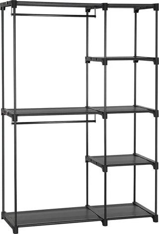 FurnStar - Garderobekast - Vrijstaande kledingkast - Opvouwbaar - Kledingrek met legplanken - Kapstok - Opbergrek - Slaapkamer - Stevig - 112x43x165 cm - Zwart