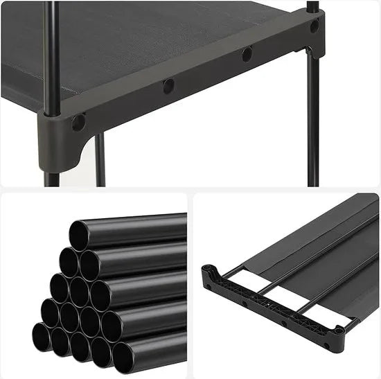 FurnStar - Garderobekast - Vrijstaande kledingkast - Opvouwbaar - Kledingrek met legplanken - Kapstok - Opbergrek - Slaapkamer - Stevig - 112x43x165 cm - Zwart
