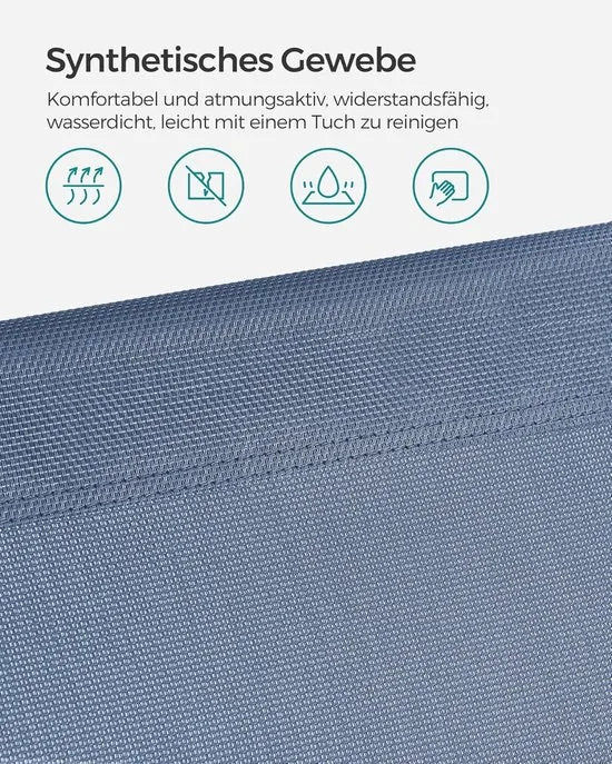 FurnStar - Grote Zonnestoel - Inklapbare Ligstoel - 71 x 200 x 38 cm - Belastbaarheid 150 kg - Met Zonwering, Hoofdsteun en Verstelbare Rugleuning - Voor Tuin, Zwembad, Terras - Blauw