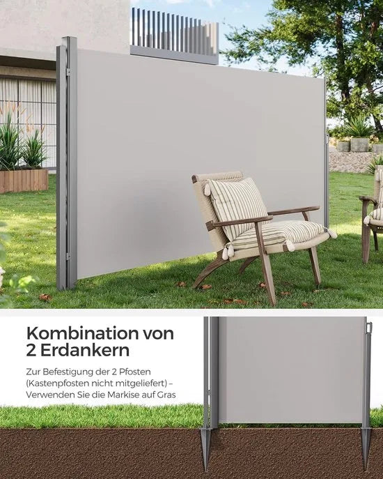 Furnstar GSA001 Grondanker voor Staande Palen van Zijluifels – Grijs – 46 cm Hoog Furnstar Grondankerset – Voor Aluminium Zijmarkiezen – Incl. Schroeven en Houder