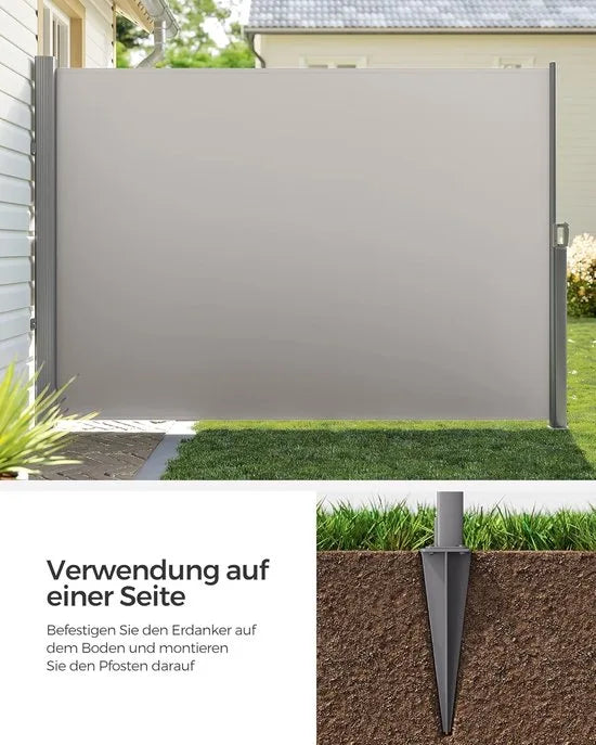 Furnstar GSA001 Grondanker voor Staande Palen van Zijluifels – Grijs – 46 cm Hoog Furnstar Grondankerset – Voor Aluminium Zijmarkiezen – Incl. Schroeven en Houder