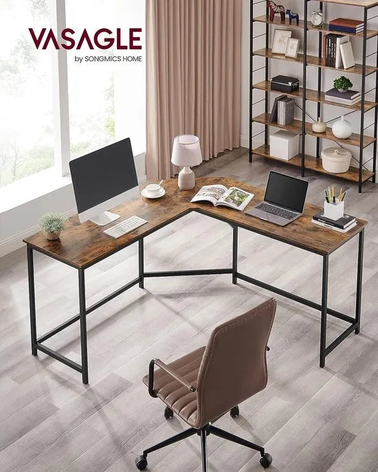 FurnStar hoekbureau - 149x149x75 cm - Bruin