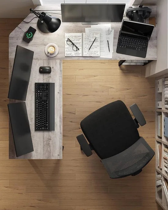 FurnStar hoekbureau - L bureau - 138x138x76cm - Grijs