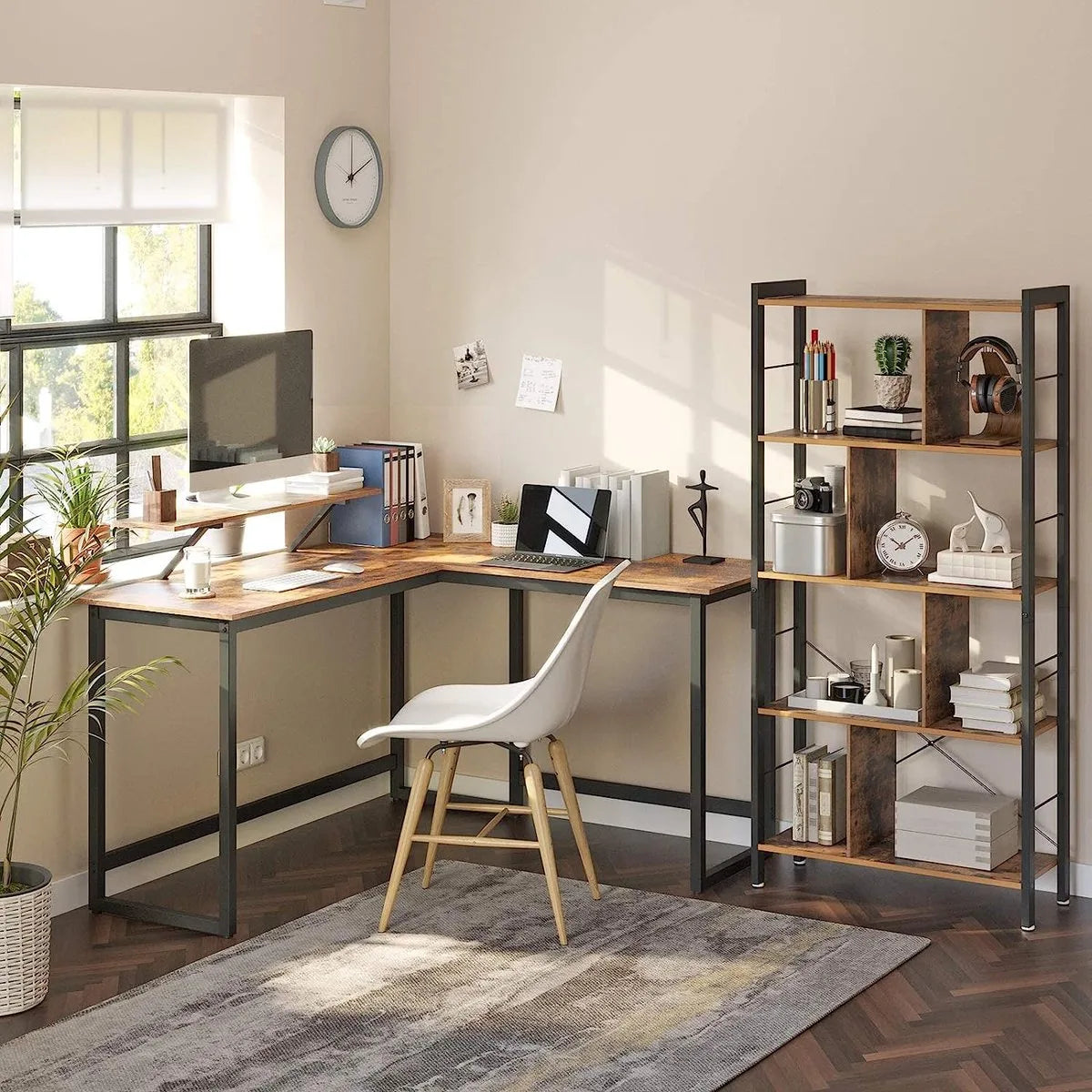 FurnStar hoekbureau - L bureau - 140x130x92.2cm - Bruin