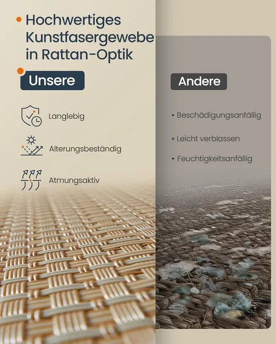 Furnstar HOME Wasmand met 3 vakken - Wasverzamelaar 140 l - Wassorteerder op wieltjes met deksel - Waszak met handgrepen - Rotan-look - Voor bijkeuken en badkamer - Beige/Wit