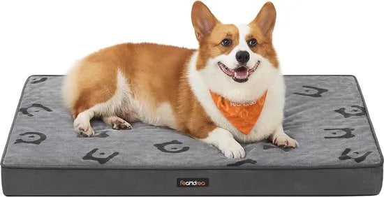 FurnStar - Hondenbed - Hondenkussen - Wasbaar - Afneembare hondenmat - Waterdicht - Voor kleine en mini-honden 76 x 51 x 8 cm - maat M - Grijs