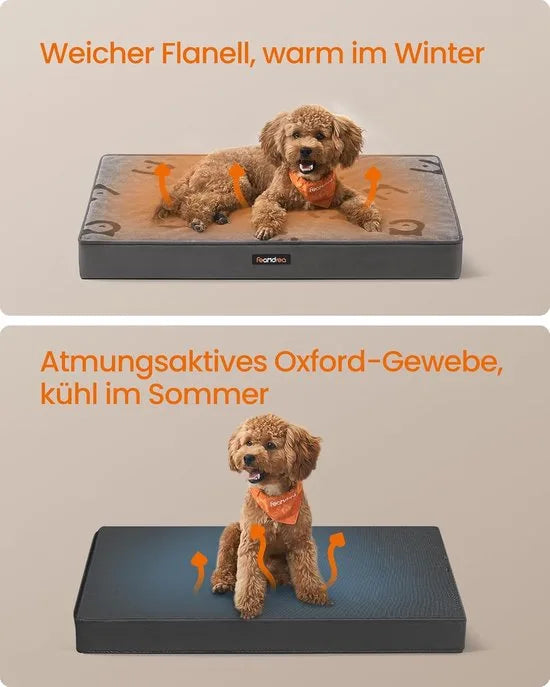 FurnStar - Hondenbed - Hondenkussen - Wasbaar - Afneembare hondenmat - Waterdicht - Voor kleine en mini-honden 76 x 51 x 8 cm - maat M - Grijs