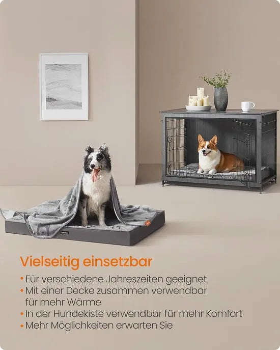 FurnStar - Hondenbed - Hondenkussen - Wasbaar - Afneembare hondenmat - Waterdicht - Voor kleine en mini-honden 76 x 51 x 8 cm - maat M - Grijs