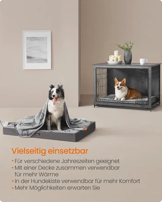 FurnStar - Hondenbed - Hondenkussen - Wasbaar - Hondenmat - Afneembaar - Waterdicht - Voor middelgrote en grote honden - 105 x 73 x 10 cm - maat XL - Grijs