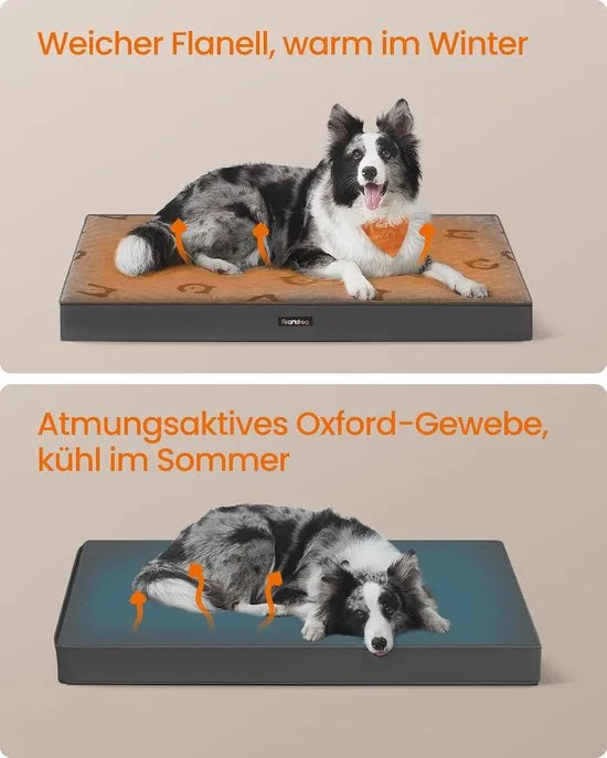 FurnStar - Hondenbed - Hondenkussen - Wasbaar - Hondenmat - Afneembaar - Waterdicht - Voor middelgrote en grote honden - 105 x 73 x 10 cm - maat XL - Grijs
