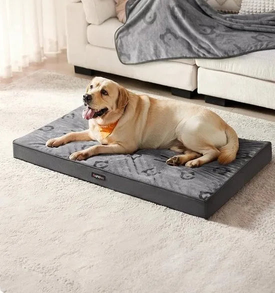 FurnStar - Hondenbed - Hondenkussen - Wasbaar - Hondenmat - Afneembaar - Waterdicht - 120 x 74 x 10 cm - XXL - Voor Grote Honden - Duifgrijs