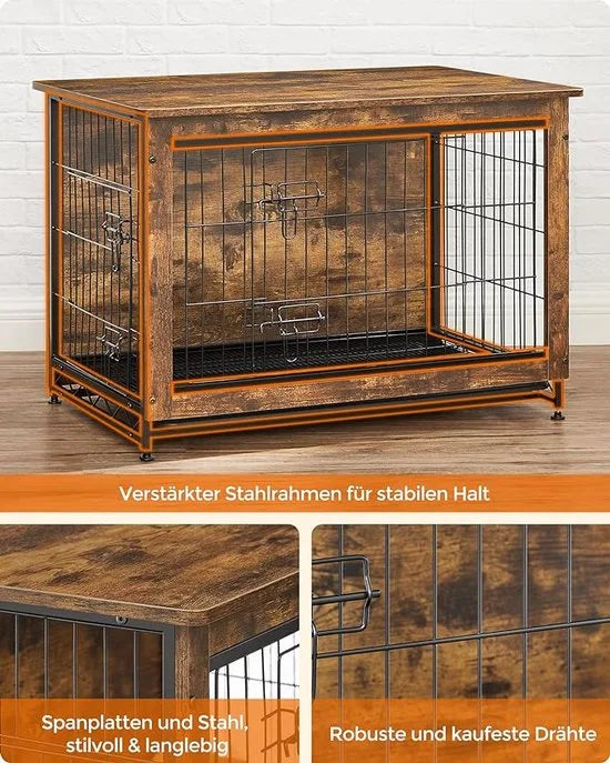 FurnStar - Hondenbench voor woonkamer - 2 deuren - Grote hond - 91 * 55 * 68 cm - Bench Industrieel - L