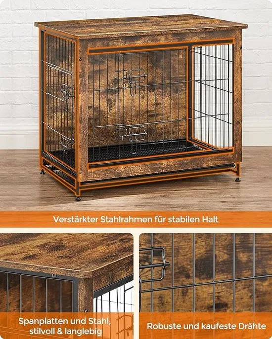 FurnStar - Hondenbench woonkamer - 2 deuren - Kleine hond - Bench Industrieel - S