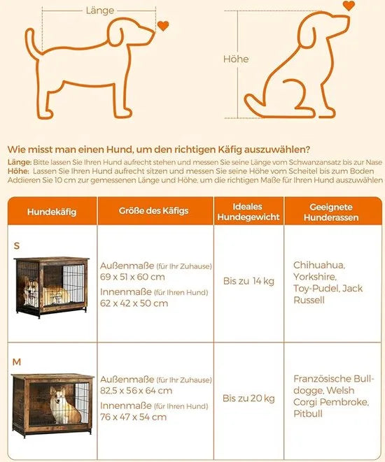 FurnStar - Hondenbench woonkamer - 2 deuren - Kleine hond - Bench Industrieel - S