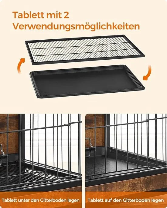 FurnStar - Hondenbench woonkamer - 2 deuren - Kleine hond - Bench Industrieel - S