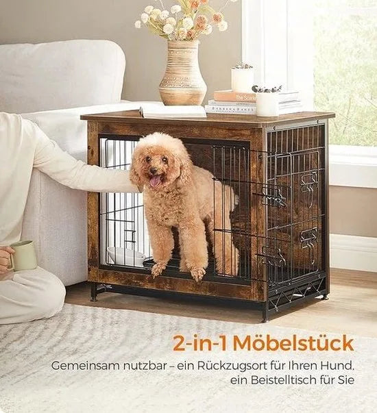 FurnStar - Hondenbench woonkamer - 2 deuren - Kleine hond - Bench Industrieel - S