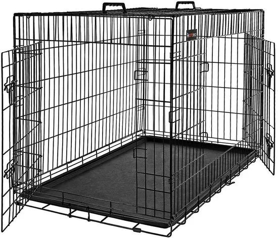 FurnStar - Hondenbench XL - Hondenkooi met 2 deuren - 107x70x77.5cm - Zwart
